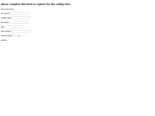 codingclassform screenshot