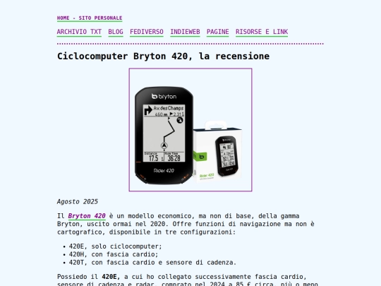 blog/ciclocomputer-bryton-420-recensione screenshot