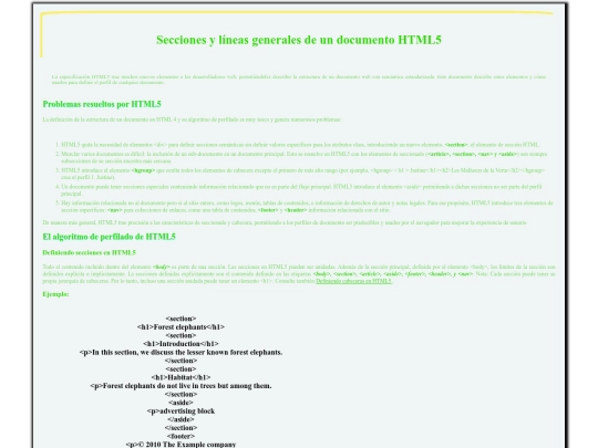Entrega Obligatoria Modulo 1 HTML 5/Secciones y líneas generales de un documento HTML5 screenshot
