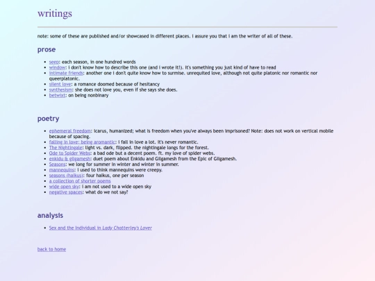 writings screenshot