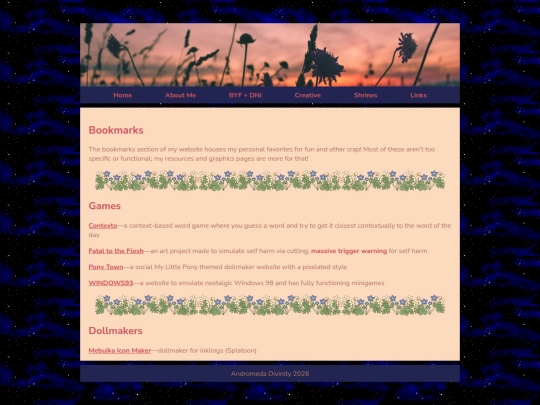 links/bookmarks screenshot