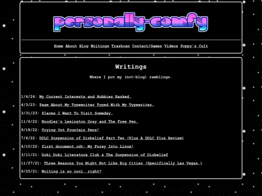 writings screenshot