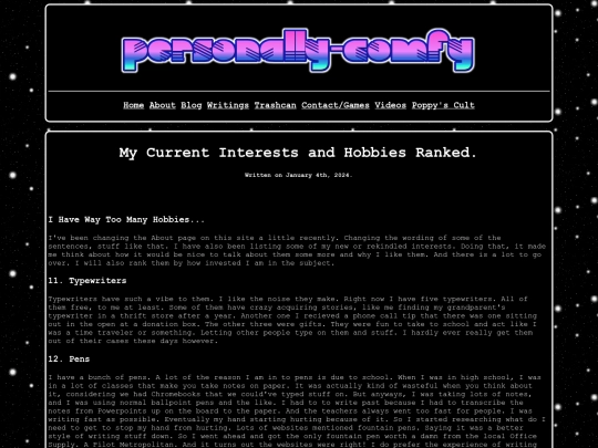 writings/interests screenshot
