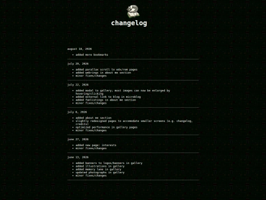 changelog screenshot