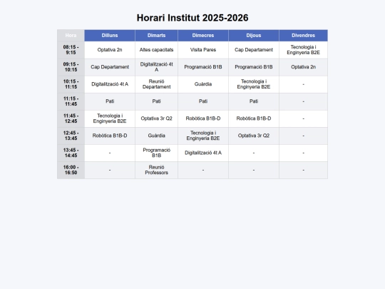 1ESO/horari screenshot