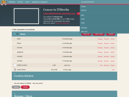 iconos/Neocities - Dashboard screenshot