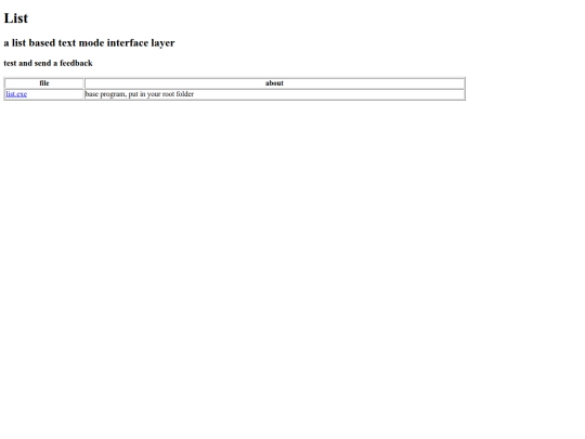 list screenshot