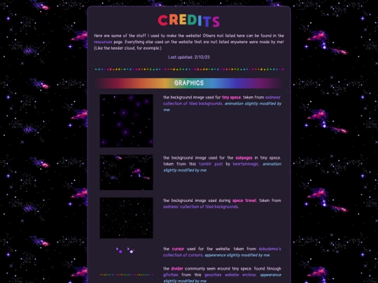 tinyspace/credits screenshot