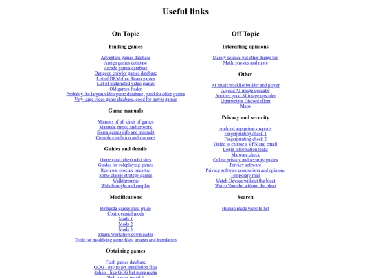 links screenshot