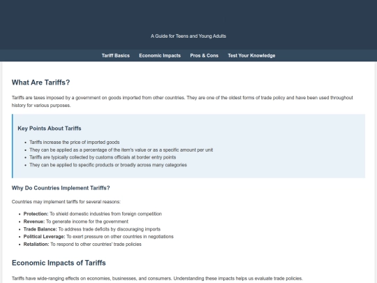 tariff_website screenshot