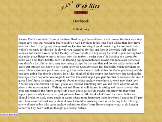 Writing/daybreak screenshot