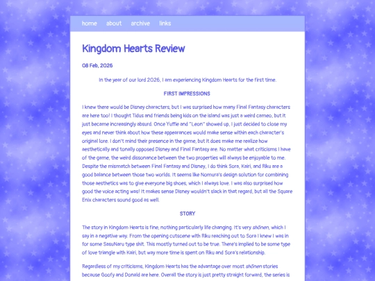 posts/2026-02-08-Kingdom-Hearts-Review screenshot
