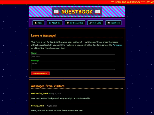 guestbook screenshot
