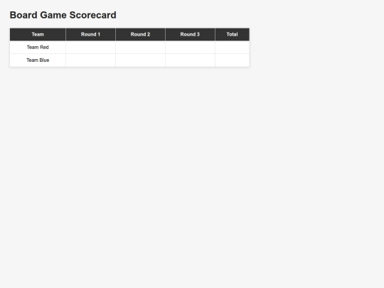 Scorecards/boardgame screenshot