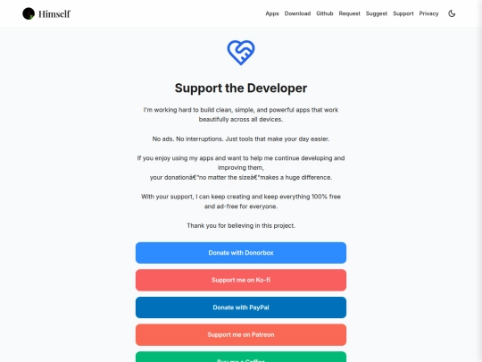 support screenshot