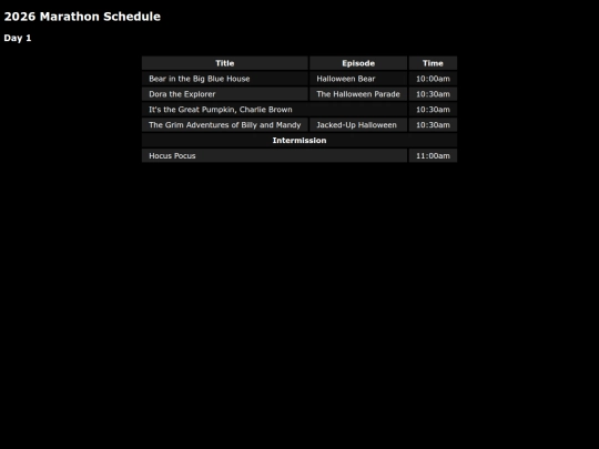 schedule screenshot