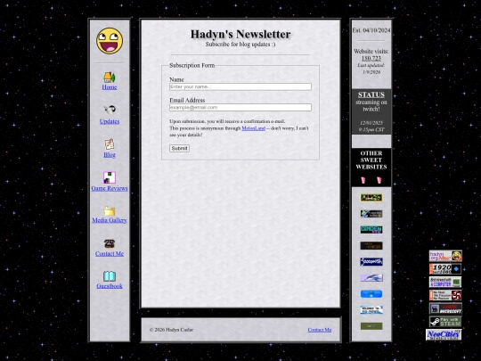 blog/subscribe screenshot
