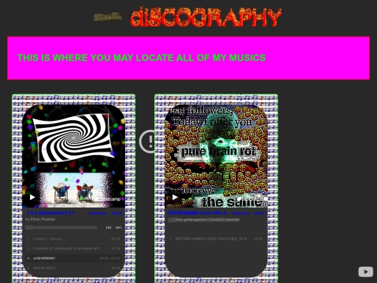 musicalsdiscographyshitpostsandrealreleasesthefulldiscographyofethanpixelateandaliases screenshot