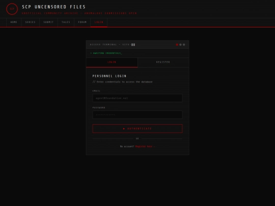 login screenshot