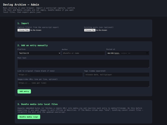 MiroArchive/admin screenshot