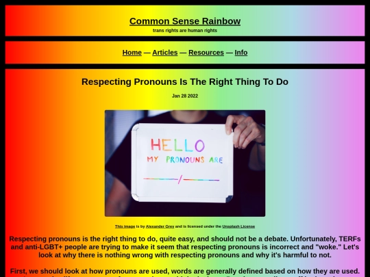 articles/pronouns screenshot