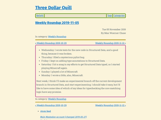 weekly-roundup-2019-11-05 screenshot