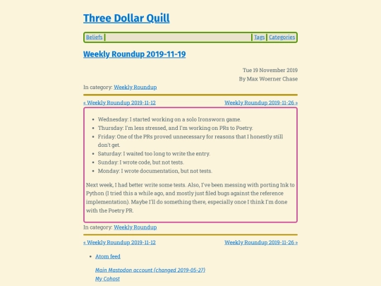 weekly-roundup-2019-11-19 screenshot