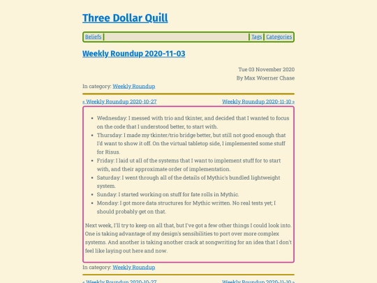 weekly-roundup-2020-11-03 screenshot