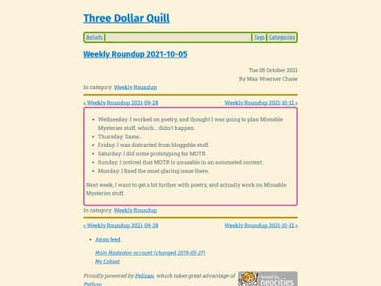 weekly-roundup-2021-10-05 screenshot
