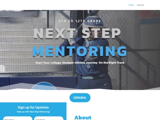 Next Step Mentoring Home & Services Example screenshot