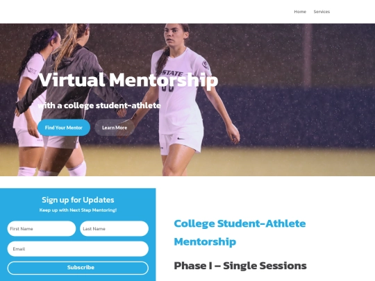 Next Step Mentoring Home & Services Example/services screenshot