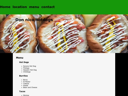 menu screenshot