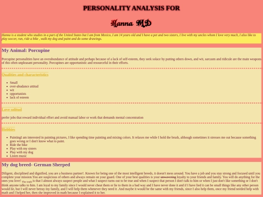 Personality-project screenshot