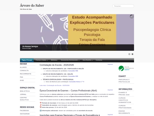 arvoredosabercp.estudy.pt screenshot