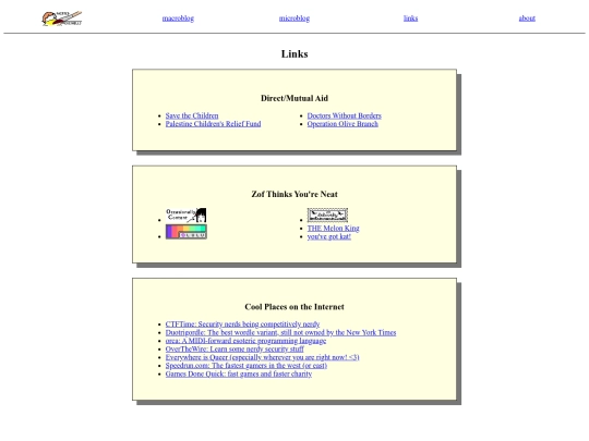 links screenshot