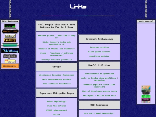 links screenshot