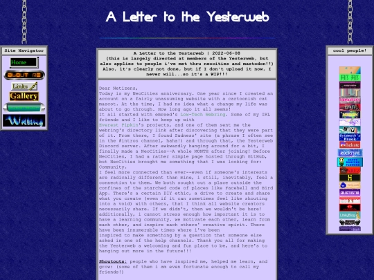 writing/yesterwebletter screenshot