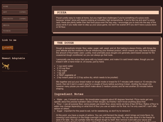 blog/food/pizza screenshot