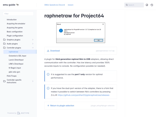 emuguide/raphnetraw screenshot