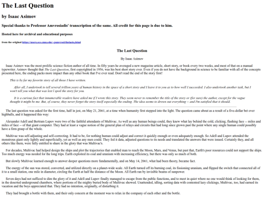 The Last Question screenshot