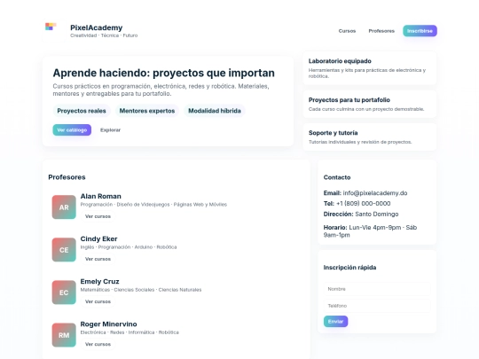 Pixel Academy/pixel_academy_sitio_index screenshot
