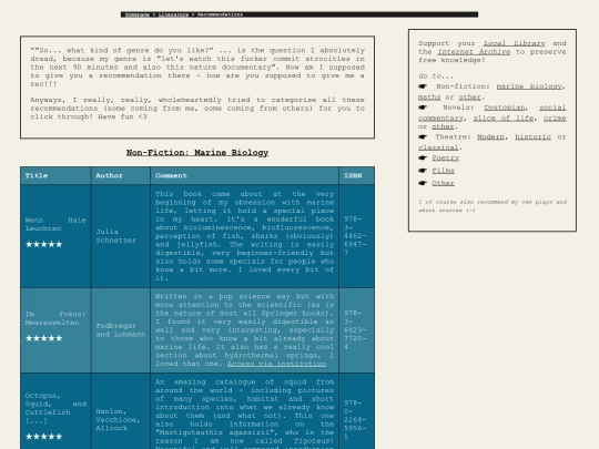 literature/recommendations screenshot