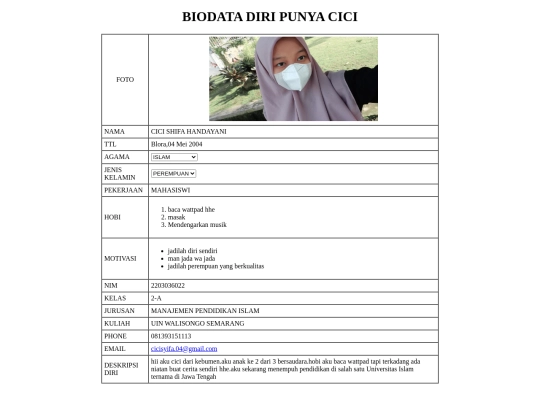 biodata diri cici screenshot