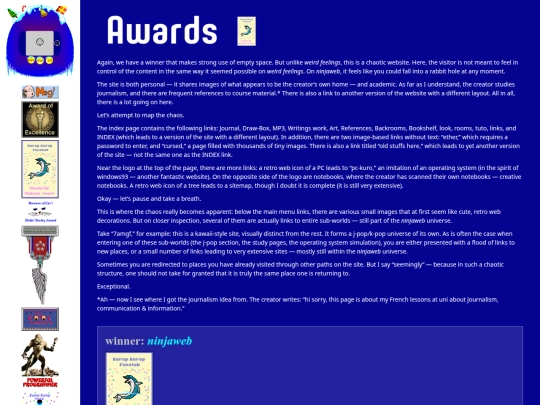 Awards/award-to-ninjaweb screenshot