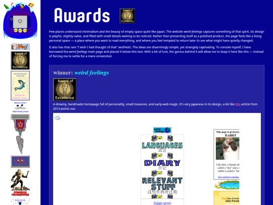 Awards/award-to-weirdfeelings screenshot