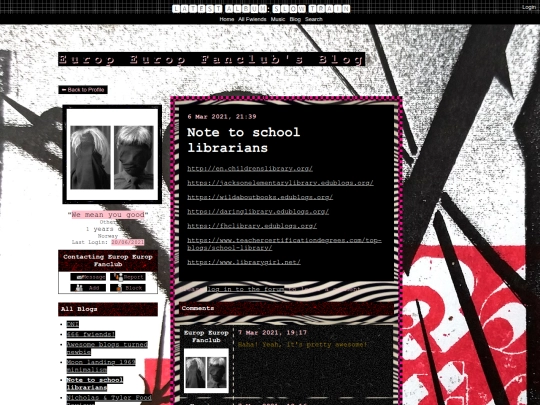 myspace/blogs/note-to-school-librarians screenshot