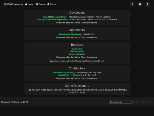 extras/credits screenshot
