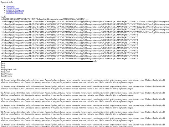 Spectral/spectral-italic-demo screenshot