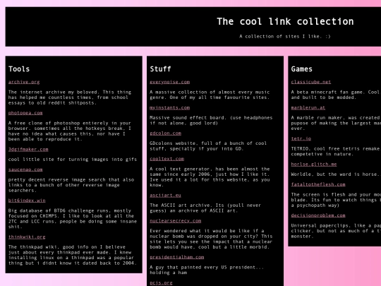 links screenshot