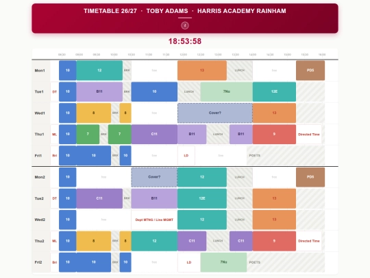timetable screenshot